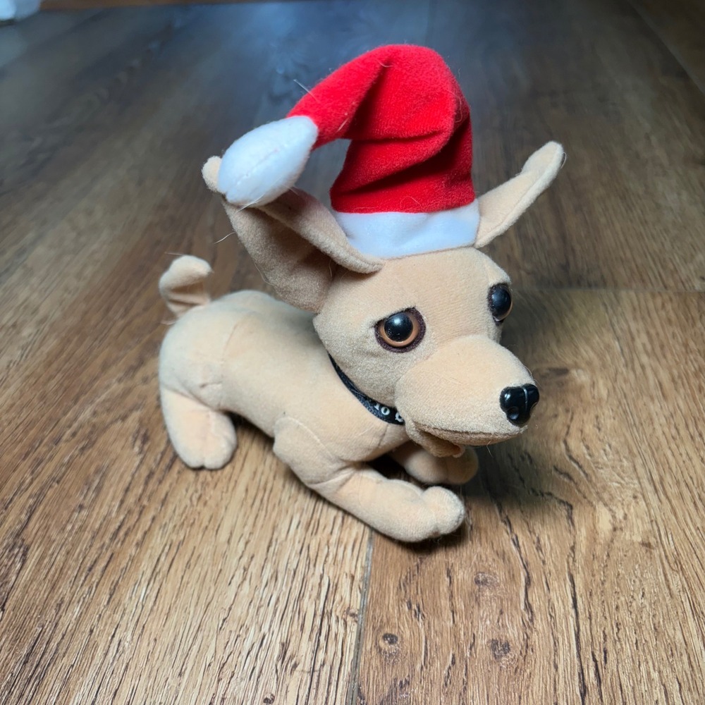 Taco Bell Christmas Feliz Navidad Santa Chihuahua 6" Talking‎ Plush Dog NO SOUND